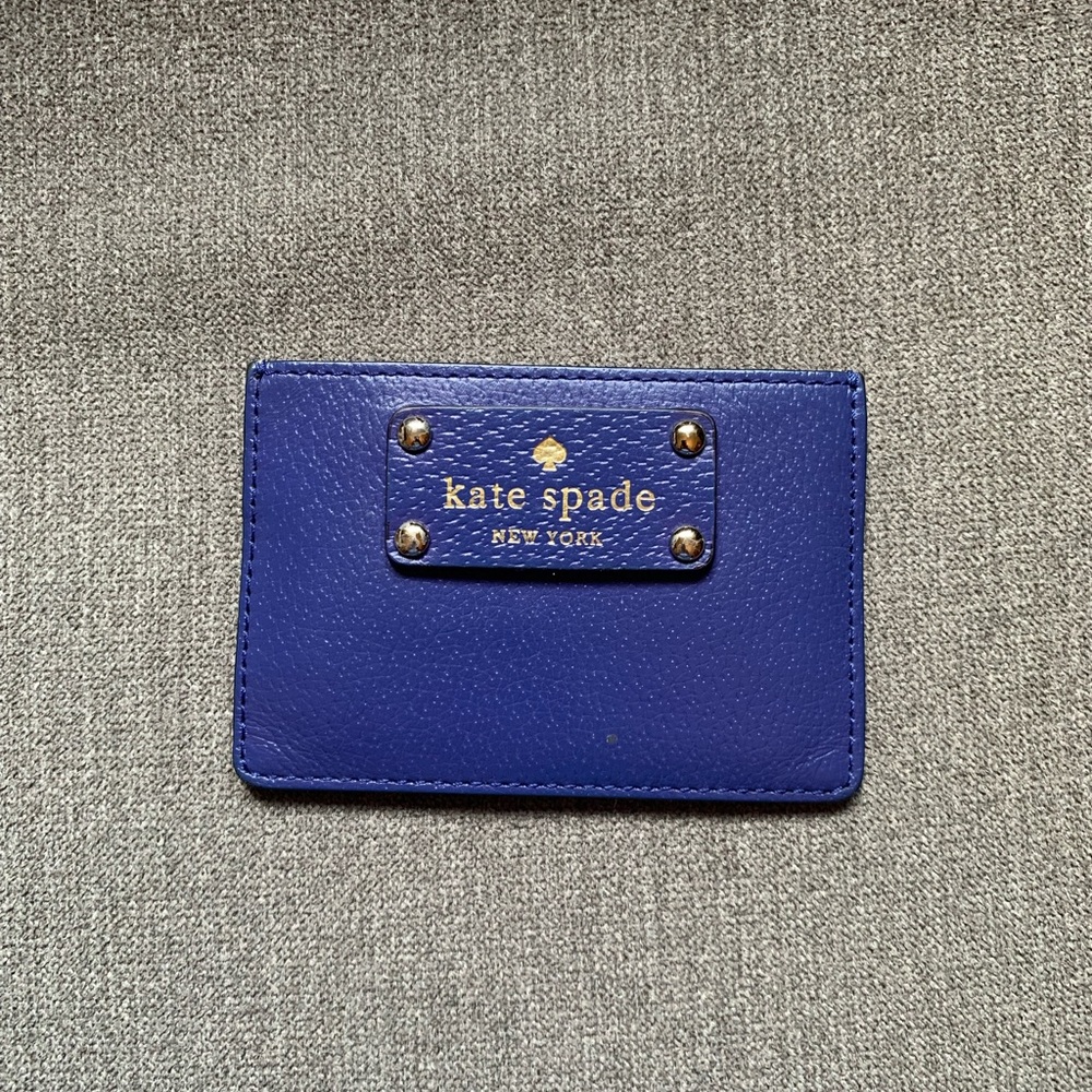 Kate Spade Royal Blue Card Holder with Gold Accents